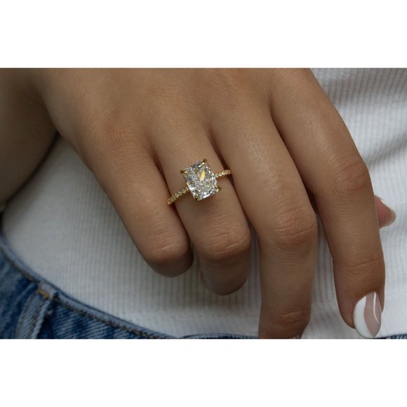 Radiant Cut Engagement Ring, 3 CT Radiant Cut Wedding Ring - Picture 7 of 9